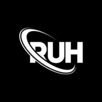 ruh logotyp. ruh brev. ruh brev logotyp design. initialer ruh logotyp länkad med cirkel och versaler monogram logotyp. ruh typografi för teknik, företag och fastighetsmärke. vektor