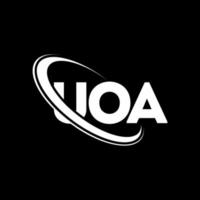 uoa-Logo. uoa Brief. uoa-Buchstaben-Logo-Design. Initialen uoa-Logo verbunden mit Kreis und Monogramm-Logo in Großbuchstaben. uoa typografie für technologie-, geschäfts- und immobilienmarke. vektor