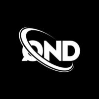 qnd logotyp. qnd brev. qnd brev logotyp design. initialer qnd logotyp länkad med cirkel och versaler monogram logotyp. qnd typografi för teknik, företag och fastighetsmärke. vektor