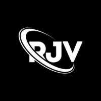 rjv-Logo. rjv-Brief. rjv-Buchstaben-Logo-Design. Initialen rjv-Logo verbunden mit Kreis und Monogramm-Logo in Großbuchstaben. rjv-typografie für technologie-, geschäfts- und immobilienmarke. vektor