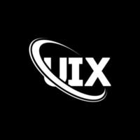 uix-Logo. uix-Brief. uix-Buchstaben-Logo-Design. Initialen uix-Logo, verbunden mit Kreis und Monogramm-Logo in Großbuchstaben. Uix-Typografie für Technologie-, Geschäfts- und Immobilienmarken. vektor