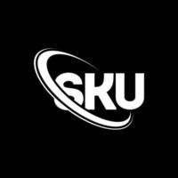 sku-Logo. sku-Brief. sku-Brief-Logo-Design. Initialen-SKU-Logo, verbunden mit Kreis und Monogramm-Logo in Großbuchstaben. sku typografie für technologie-, geschäfts- und immobilienmarke. vektor