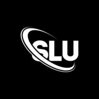 slu logotyp. slu brev. slu letter logotyp design. initialer slu logotyp länkad med cirkel och versaler monogram logotyp. slu typografi för teknik, företag och fastighetsmärke. vektor