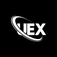 uex logotyp. uex brev. uex bokstavslogotypdesign. initialer uex logotyp länkad med cirkel och versaler monogram logotyp. uex typografi för teknik, företag och fastighetsmärke. vektor