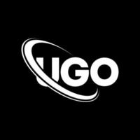 Ugo-Logo. Ugo-Brief. Ugo-Brief-Logo-Design. Ugo-Logo mit Initialen, verbunden mit Kreis und Monogramm-Logo in Großbuchstaben. ugo-typografie für technologie-, geschäfts- und immobilienmarke. vektor