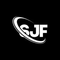 sjf-Logo. sjf Brief. sjf-Buchstaben-Logo-Design. Initialen sjf-Logo, verbunden mit Kreis und Monogramm-Logo in Großbuchstaben. sjf typografie für technologie-, geschäfts- und immobilienmarke. vektor