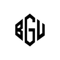 bgu letter logotyp design med polygon form. bgu polygon och kubform logotypdesign. bgu hexagon vektor logotyp mall vita och svarta färger. bgu monogram, affärs- och fastighetslogotyp.