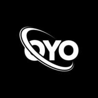 oyo logotyp. ojo brev. oyo bokstavslogotypdesign. initialer oyo logotyp länkad med cirkel och versaler monogram logotyp. oyo typografi för teknik, företag och fastighetsmärke. vektor