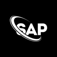 SAP-Logo. SAP-Brief. SAP-Brief-Logo-Design. Initialen-Sap-Logo, verbunden mit Kreis und Monogramm-Logo in Großbuchstaben. SAP-Typografie für Technologie-, Geschäfts- und Immobilienmarken. vektor