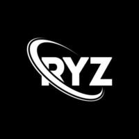 ryz-Logo. Ryz-Brief. ryz-Buchstaben-Logo-Design. Initialen-Ryz-Logo, verbunden mit Kreis und Monogramm-Logo in Großbuchstaben. ryz-typografie für technologie-, geschäfts- und immobilienmarke. vektor