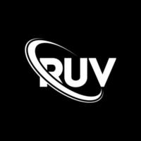 ruv logotyp. ruv brev. ruv brev logotyp design. initialer ruv logotyp länkad med cirkel och versaler monogram logotyp. ruv typografi för teknik, företag och fastighetsmärke. vektor