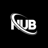 Nub-Logo. nub buchstabe. Nub-Buchstaben-Logo-Design. Initialen-Noppen-Logo, verbunden mit Kreis und Monogramm-Logo in Großbuchstaben. Noppentypografie für Technologie-, Geschäfts- und Immobilienmarke. vektor