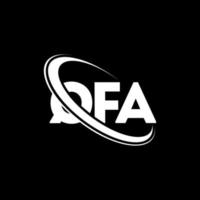 qfa-Logo. qfa-Brief. qfa-Buchstaben-Logo-Design. Initialen qfa-Logo verbunden mit Kreis und Monogramm-Logo in Großbuchstaben. qfa-typografie für technologie-, geschäfts- und immobilienmarke. vektor