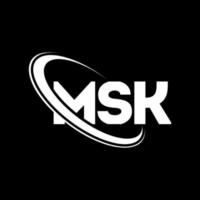 msk-Logo. msk-Brief. MSK-Brief-Logo-Design. Initialen msk-Logo, verbunden mit Kreis und Monogramm-Logo in Großbuchstaben. msk-typografie für technologie-, geschäfts- und immobilienmarke. vektor