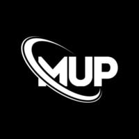 mup logotyp. mup brev. mup brev logotyp design. initialer mup logotyp länkad med cirkel och versaler monogram logotyp. mup typografi för teknik, företag och fastighetsmärke. vektor