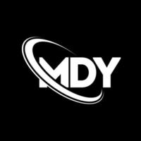 mdy logotyp. mdy brev. mdy brev logotyp design. initialer mdy logotyp länkad med cirkel och versaler monogram logotyp. mdy typografi för teknik, företag och fastighetsmärke. vektor