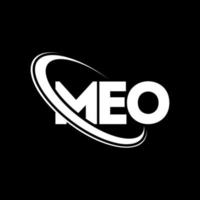 meo logotyp. meo brev. meo brev logotyp design. initialer meo logotyp länkad med cirkel och versaler monogram logotyp. meo typografi för teknik, företag och fastighetsmärke. vektor