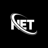 Netto-Logo. Nettobrief. Logo-Design mit Nettobuchstaben. Initialennetzlogo verbunden mit Kreis und Monogrammlogo in Großbuchstaben. netztypografie für technologie-, geschäfts- und immobilienmarke. vektor