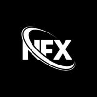 nfx-Logo. nfx-Brief. nfx-Brief-Logo-Design. Initialen nfx-Logo verbunden mit Kreis und Monogramm-Logo in Großbuchstaben. nfx-typografie für technologie-, geschäfts- und immobilienmarke. vektor