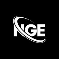 nge logotyp. nge brev. nge brev logotyp design. initialer nge logotyp länkad med cirkel och versaler monogram logotyp. nge typografi för teknik, företag och fastighetsmärke. vektor