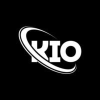 kio-Logo. Kio-Brief. kio-Buchstaben-Logo-Design. Initialen-Kio-Logo, verbunden mit Kreis und Monogramm-Logo in Großbuchstaben. kio typografie für technologie-, geschäfts- und immobilienmarke. vektor