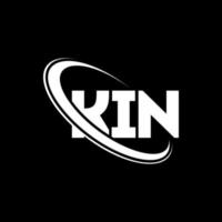 Kin-Logo. verwandter Brief. kin brief logo design. Initialen-Kin-Logo, verbunden mit Kreis und Monogramm-Logo in Großbuchstaben. Kin-Typografie für Technologie-, Geschäfts- und Immobilienmarken. vektor