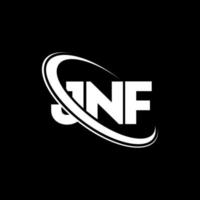 jnf-Logo. jnf brief. jnf-Buchstaben-Logo-Design. Initialen jnf-Logo verbunden mit Kreis und Monogramm-Logo in Großbuchstaben. jnf typografie für technologie-, geschäfts- und immobilienmarke. vektor