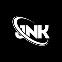 jnk logotyp. jnk brev. jnk letter logotyp design. initialer jnk logotyp länkad med cirkel och versaler monogram logotyp. jnk typografi för teknik, företag och fastighetsmärke. vektor