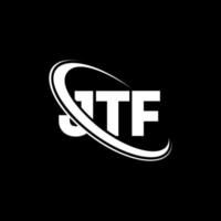 jtf-Logo. JTF-Brief. jtf-Buchstaben-Logo-Design. Initialen jtf-Logo verbunden mit Kreis und Monogramm-Logo in Großbuchstaben. jtf-typografie für technologie-, geschäfts- und immobilienmarke. vektor