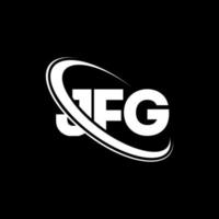 jfg logotyp. jfg brev. jfg bokstavslogotypdesign. initialer jfg logotyp länkad med cirkel och versaler monogram logotyp. jfg typografi för teknik, företag och fastighetsmärke. vektor