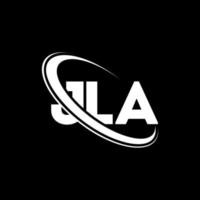 jla logotyp. jla brev. jla brev logotyp design. initialer jla logotyp länkad med cirkel och versaler monogram logotyp. jla typografi för teknik, företag och fastighetsmärke. vektor