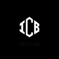 icb brev logotyp design med polygon form. icb polygon och kubform logotypdesign. icb hexagon vektor logotyp mall vita och svarta färger. icb-monogram, affärs- och fastighetslogotyp.