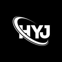 Hyj-Logo. hyj Brief. hyj-Buchstaben-Logo-Design. Initialen hyj-Logo verbunden mit Kreis und Monogramm-Logo in Großbuchstaben. hyj Typografie für Technologie-, Geschäfts- und Immobilienmarke. vektor