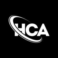 hca logotyp. hca bokstav. hca bokstavslogotypdesign. initialer hca logotyp länkad med cirkel och versaler monogram logotyp. hca typografi för teknik, företag och fastighetsmärke. vektor