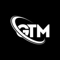 gtm logotyp. gtm brev. gtm-bokstavslogotypdesign. initialer gtm logotyp länkad med cirkel och versaler monogram logotyp. gtm-typografi för teknik-, affärs- och fastighetsmärke. vektor