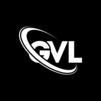 gvl-Logo. gvl-Brief. gvl-Buchstaben-Logo-Design. Initialen gvl-Logo verbunden mit Kreis und Monogramm-Logo in Großbuchstaben. gvl typografie für technologie-, geschäfts- und immobilienmarke. vektor
