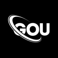 gou-Logo. gou brief. Gou-Brief-Logo-Design. Initialen-Gou-Logo, verbunden mit einem Kreis und einem Monogramm-Logo in Großbuchstaben. gou typografie für technologie-, geschäfts- und immobilienmarke. vektor