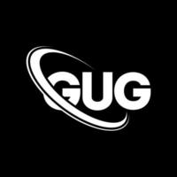 Gug-Logo. Gugg-Brief. Gug-Buchstaben-Logo-Design. Initialen Gug-Logo, verbunden mit Kreis und Monogramm-Logo in Großbuchstaben. Gug-Typografie für Technologie-, Geschäfts- und Immobilienmarken. vektor