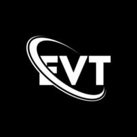 evt-Logo. Evt Brief. evt-Brief-Logo-Design. Initialen evt-Logo verbunden mit Kreis und Monogramm-Logo in Großbuchstaben. evt Typografie für Technologie-, Business- und Immobilienmarke. vektor