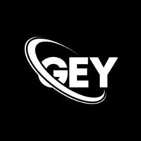 Gey-Logo. gey brief. Gey-Buchstaben-Logo-Design. Initialen-Gey-Logo, verbunden mit Kreis und Monogramm-Logo in Großbuchstaben. Gey-Typografie für Technologie-, Geschäfts- und Immobilienmarken. vektor