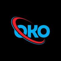 oko-Logo. Ok Brief. oko-Buchstaben-Logo-Design. Initialen Oko-Logo, verbunden mit Kreis und Monogramm-Logo in Großbuchstaben. oko-typografie für technologie-, geschäfts- und immobilienmarke. vektor