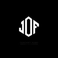 jof letter logotyp design med polygon form. jof polygon och kub form logotyp design. jof hexagon vektor logotyp mall vita och svarta färger. jof monogram, affärs- och fastighetslogotyp.