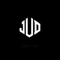 jud-Buchstaben-Logo-Design mit Polygonform. jud Polygon- und Würfelform-Logo-Design. Jud Sechseck-Vektor-Logo-Vorlage in weißen und schwarzen Farben. jud-monogramm, geschäfts- und immobilienlogo. vektor