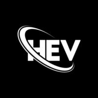 hev-Logo. hev Brief. hv-Buchstaben-Logo-Design. Initialen hev-Logo verbunden mit Kreis und Monogramm-Logo in Großbuchstaben. hev typografie für technologie-, geschäfts- und immobilienmarke. vektor