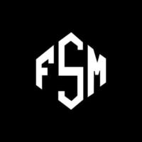 fsm-bokstavslogodesign med polygonform. fsm-polygon och kubformad logotypdesign. fsm hexagon vektor logotyp mall vita och svarta färger. fsm-monogram, affärs- och fastighetslogotyp.