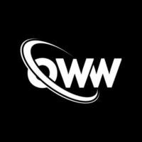 ow logotyp. oj brev. oww brev logotyp design. initialer oww logotyp länkad med cirkel och versaler monogram logotyp. oww typografi för teknik, företag och fastighetsmärke. vektor