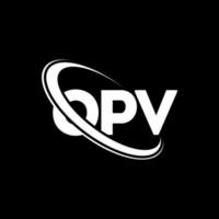 opv-Logo. opv-Brief. opv-Buchstaben-Logo-Design. Initialen opv-Logo verbunden mit Kreis und Monogramm-Logo in Großbuchstaben. opv-typografie für technologie-, geschäfts- und immobilienmarke. vektor