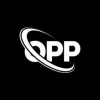 opp logotyp. opp brev. opp letter logotyp design. initialer opp-logotyp länkad med cirkel och monogramlogotyp med versaler. opp typografi för teknik, affärs- och fastighetsmärke. vektor