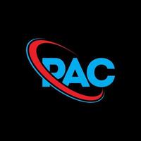 pac-Logo. pac-Brief. pac-Buchstaben-Logo-Design. Initialen-Pac-Logo, verbunden mit Kreis und Monogramm-Logo in Großbuchstaben. pac-typografie für technologie-, geschäfts- und immobilienmarke. vektor