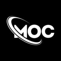moc-Logo. Moc-Brief. moc-Buchstaben-Logo-Design. moc-Logo mit Initialen, verbunden mit einem Kreis und einem Monogramm-Logo in Großbuchstaben. moc-typografie für technologie-, geschäfts- und immobilienmarke. vektor